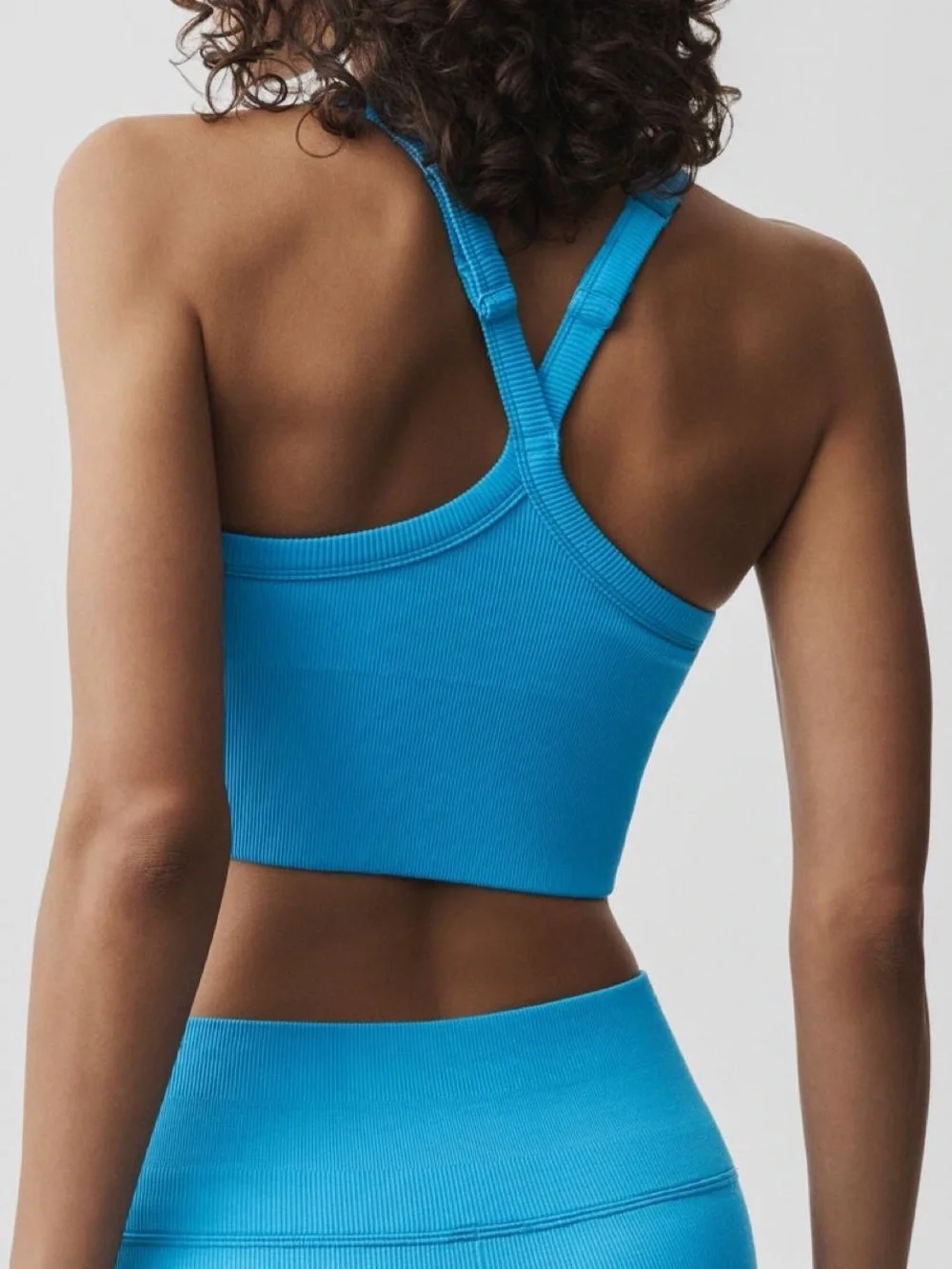 ALO Yoga Women’s Seamless Ribbed Favorite Bra Tank in Azure Blue  — Size XS